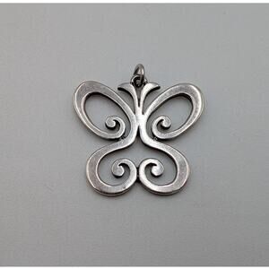 Retired James Avery Sterling Silver Spring Scroll Butterfly Necklace Pendant